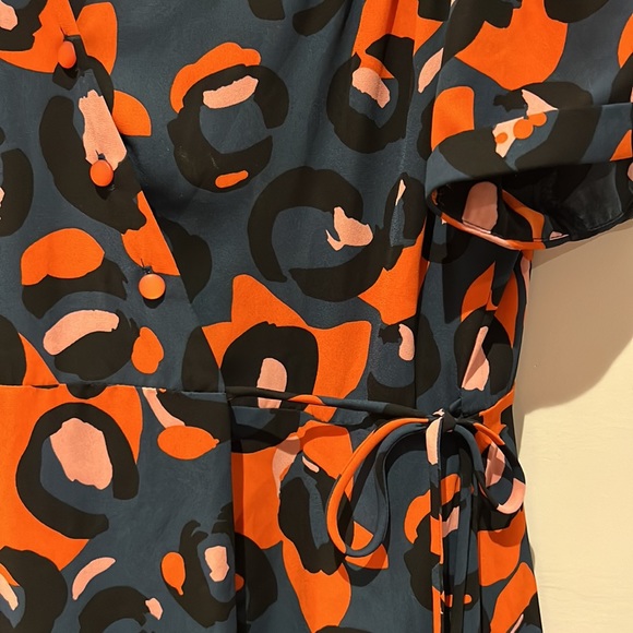 Annie 50 colourful leopard wrap dress L - Picture 4 of 5